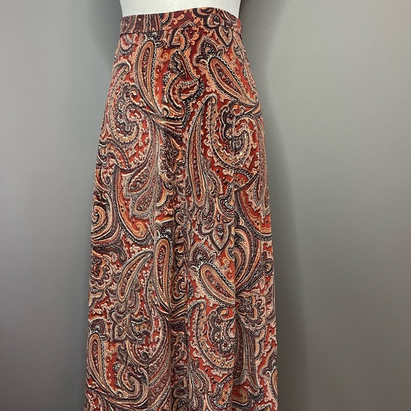 1960s Vintage Eddy George California Paisley Velvet Maxi Skirt